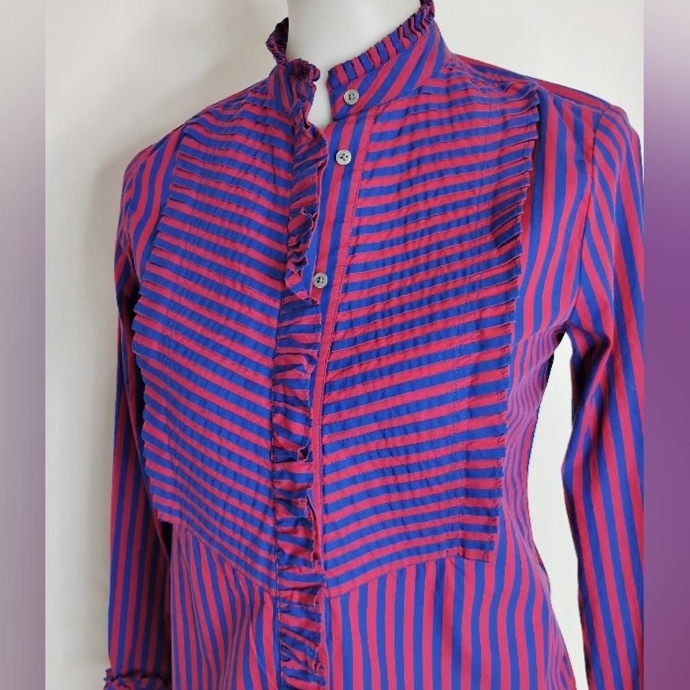 STRIPED COTTON RE-IMAGINED J. CREW BLOUSE